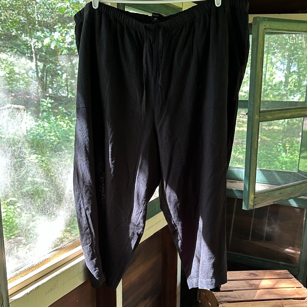 ellos Cropped Wide leg Pull on Linen Blend Plus Size Pants Sz 30 - Picture 11 of 17